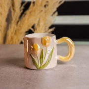 Чашка порцелянова 400 мл Тюльпан Yiwu FM-40B жовта - Фото №3