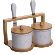 Набір маслянок фарфорових на підставці 2 шт Yiwu SCT-641 - Фото №3