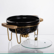 Марміт круглий 0.8 л Yiwu LC-716 чорний мармур - Фото №4