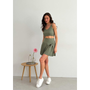 В'язана спідниця пліссе Kayla Art Knit хакі - Фото №3