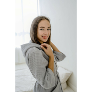 Халат жіночий вафельний з капюшоном 201 Cosy сірий - Фото №4