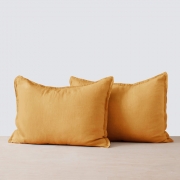 Лляна постільна білизна Muse mustard Stonewash SoundSleep Євро King - Фото №4
