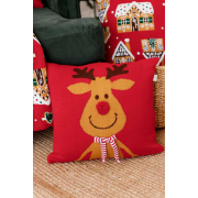 Подушка в'язана декоративна Олень із шарфом Прованс - Фото №3