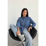 Сорочка жіноча фланелева 24026 German Volf синій - Фото №3