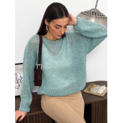 Джемпер вязаный Soft Art Knit бирюзовый - Фото №4