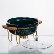 Марміт круглий 0.8 л Yiwu LC-713 зелений мармур - Фото №4