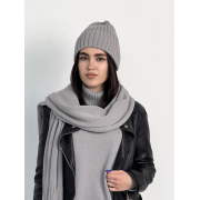 Шапка в'язана тепла Wool Art Knit сіра - Фото №3