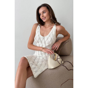 Сукня в'язана коротка ажурна Art Knit молочна - Фото №4