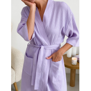 Комплект жіночий мусліновий з піжами та халату M12+P Cosy лаванда - Фото №8