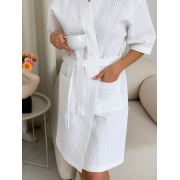 Жіночий вафельний халат-кімоно P-111 Cosy білий - Фото №6