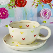 Чашка з блюдцем 300 мл Мульти серця Olens 8030-399 - Фото №3