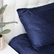Комплект постільної білизни Stripe Sense Dark Blue SoundSleep сатин-страйп Туреччина темно-синій - Фото №18