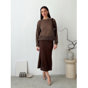 Спідниця міді Loren Art Knit шоколад - Фото №3
