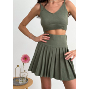 В'язана спідниця пліссе Kayla Art Knit хакі - Фото №5