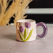 Чашка порцелянова 400 мл Тюльпан Yiwu FM-40C фіолетова - Фото №3