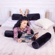 Подушка-валик 8526 Velvet Line 28-0007 Black 50% memory велюр MirSon - Фото №3