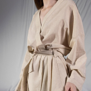 Сорочка-кімоно лляна Serli uzun kollu kimono ekru Penelope молочний - Фото №6