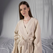Сорочка-кімоно лляна Serli uzun kollu kimono ekru Penelope молочний - Фото №5