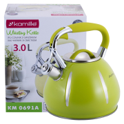 Чайник зі свистком 3л Kamille 0691A зелений - Фото №3
