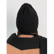 Шапка в'язана тепла Wool Art Knit чорна - Фото №4
