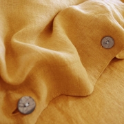 Лляна постільна білизна Muse mustard Stonewash SoundSleep Євро King - Фото №3
