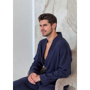 Чоловічий халат Estet M51 муслін Cosy темно-синій - Фото №3