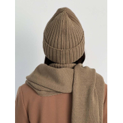 Шапка в'язана тепла Wool Art Knit горіхова - Фото №4