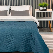 Покрывало стеганое двустороннее микрофибра Double Face Zigzag Grey-Indian Teal ArCloud - Фото №3