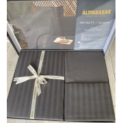 Постільна білизна Altinbasak Poplin Infinity Shadows поплін темно-сірий простирадло на гумці - Фото №7