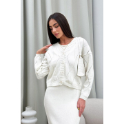 Кардиган в'язаний жіночий Grace Art Knit молочний - Фото №4