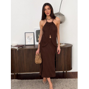 Спідниця міді Loren Art Knit шоколад - Фото №4