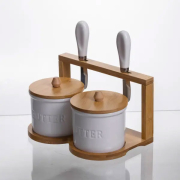 Набір маслянок фарфорових на підставці 2 шт Yiwu SCT-641 - Фото №4