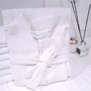 Халат вафельний кімоно Wariet SoundSleep білий короткий - Фото №4