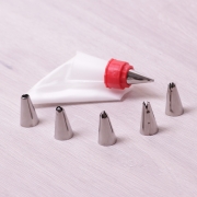 Кондитерський мішок Kamille з перехідником і 6 сталевими насадками 7779 - Фото №3