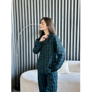 Жіноча піжама Бруклін F231P01 сорочка та штани Cosy фланель клітинка зелено-синя - Фото №4