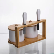 Набір маслянок фарфорових на підставці 2 шт Yiwu SCT-641 - Фото №5