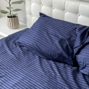 Комплект постільної білизни Stripe Sense Dark Blue SoundSleep сатин-страйп Туреччина темно-синій - Фото №9