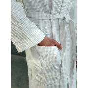 Халат вафельний кімоно Wariet SoundSleep білий короткий - Фото №12