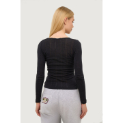 Лонгслів жіночий 23181 вовняний ажурний трикотаж German Volf темно-сірий - Фото №4