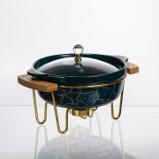 Марміт круглий 0.8 л Yiwu LC-713 зелений мармур - Фото №3