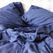 Комплект постільної білизни Stripe Sense Dark Blue SoundSleep сатин-страйп Туреччина темно-синій - Фото №8