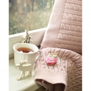 Плед вязаный Прованс Soft косы Пудра 150 - Фото №4