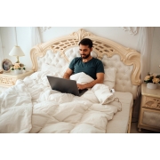 Одеяло пуховое зима+ Raffaello 90% белый пух Premium MirSon 063 - Фото №4