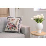 Декоративна гобеленова наволочка Квіти з метеликом Лавандове поле Прованс - Фото №3