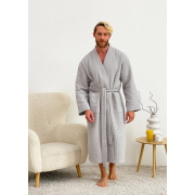 Чоловічий вафельний халат-кімоно 821N Cosy сірий - Фото №3