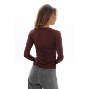 Лонгслів жіночий драпірований 25027 модал German Volf коричневий - Фото №5