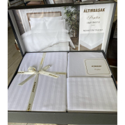 Постельное белье Altinbasak Poplin Infinity Lace поплин белый простынь на резинке - Фото №4