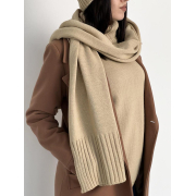 Шарф в'язаний теплий Wool Art Knit бежевий - Фото №4