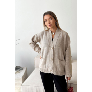 Кардиган жіночий Casual Wool Art Knit колір льону - Фото №3