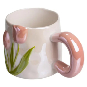 Чашка порцелянова 400 мл Тюльпан Yiwu FM-40A рожева - Фото №4